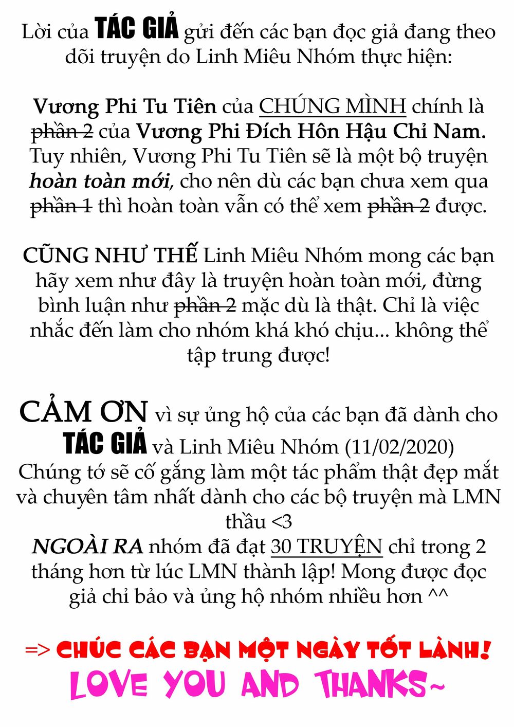 Vương Phi Tu Tiên: Đối Kháng Ma Vương: Chapter 6.5: TÂM SỰ ĐÔI CHÚT TỪ TÁC GIẢ VÀ LMN~