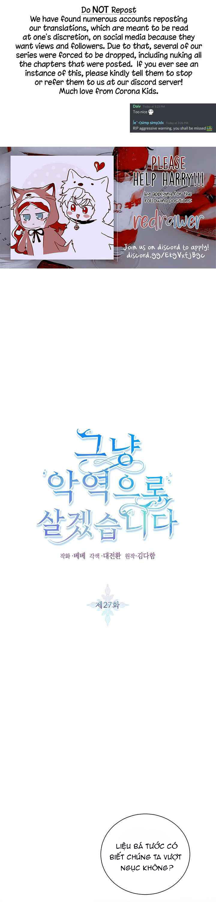 Ta Sẽ Sống Như Kẻ Phản Diện: Chapter 27