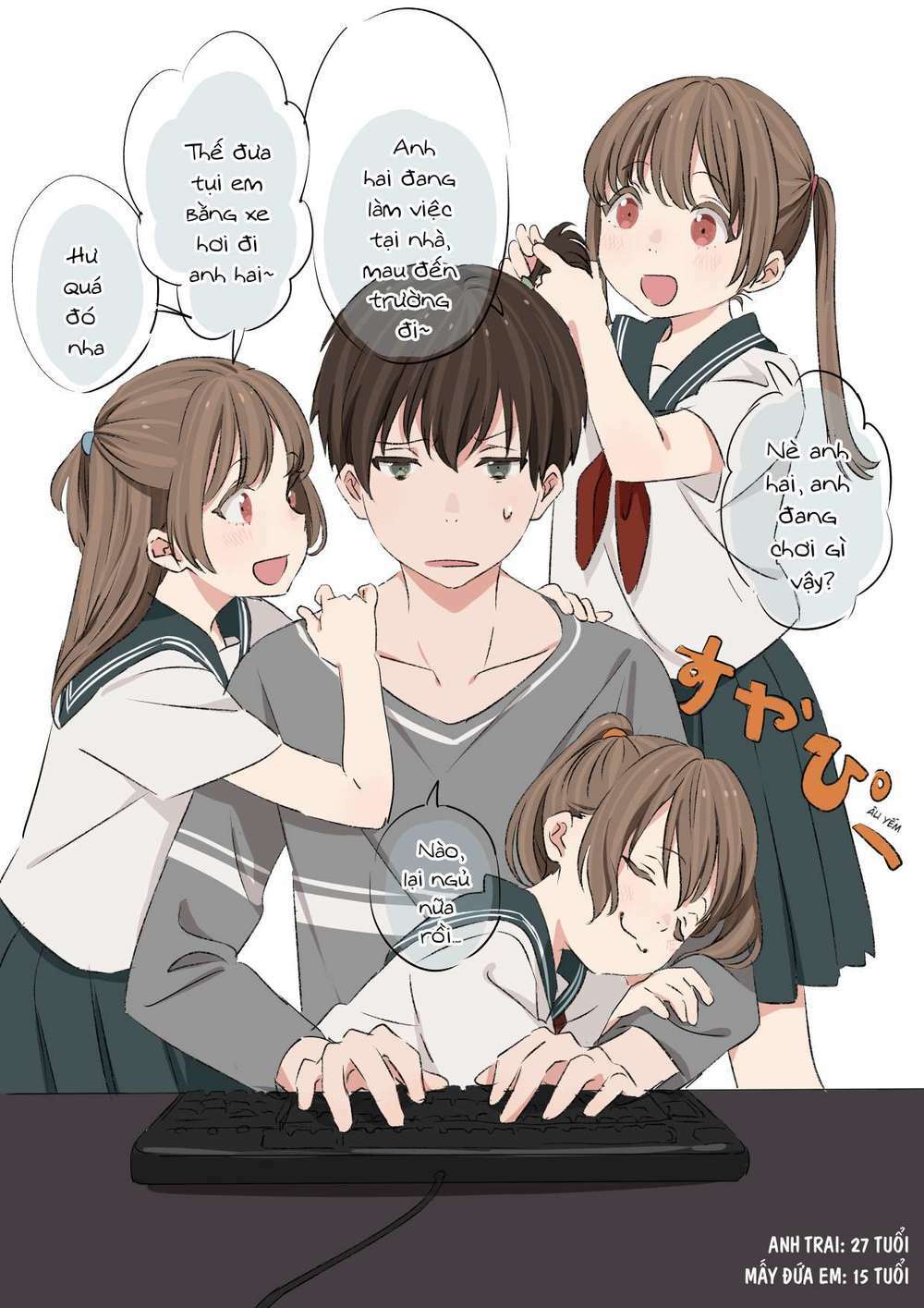 Anh trai cùng 3 cô em gái sinh ba: Chapter 1
